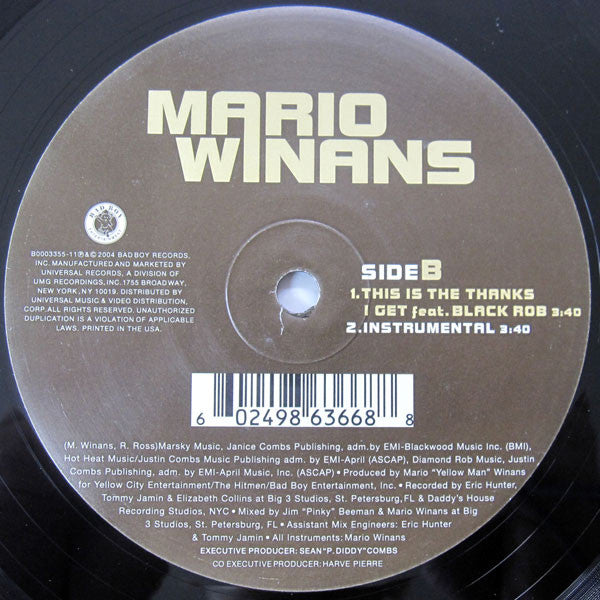 Mario Winans : Never Really Was / This Is The Thanks I Get (12")