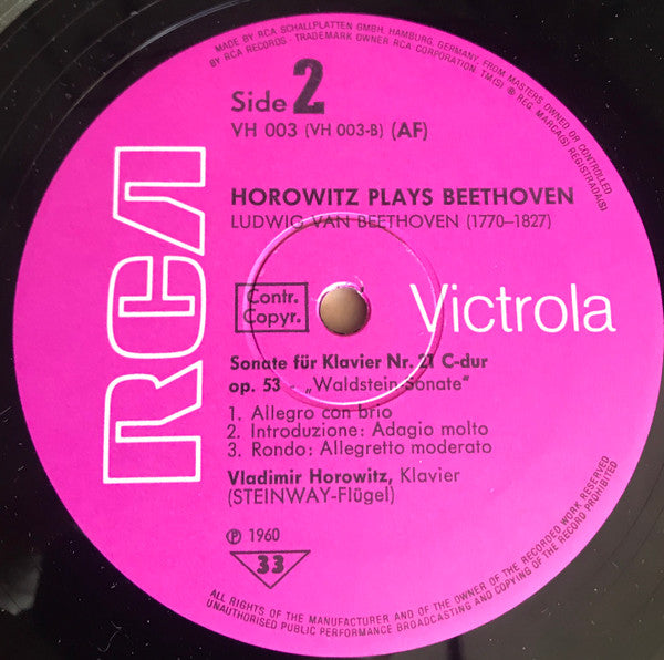 Vladimir Horowitz - Ludwig van Beethoven : Moonlight And Waldstein Sonatas (LP, Album, RE)