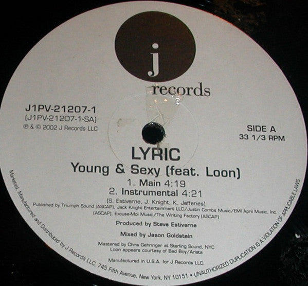 Lyric (4) Feat. Loon : Young & Sexy (12", Promo)