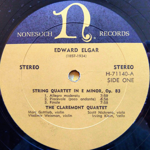 Sir Edward Elgar / Jean Sibelius - The Claremont Quartet : String Quartet In E Minor Op. 83 / String Quartet In D Minor (Voces Intimae) Op. 56 (LP, Album)