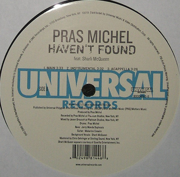 Pras Michel : Haven't Found (12")