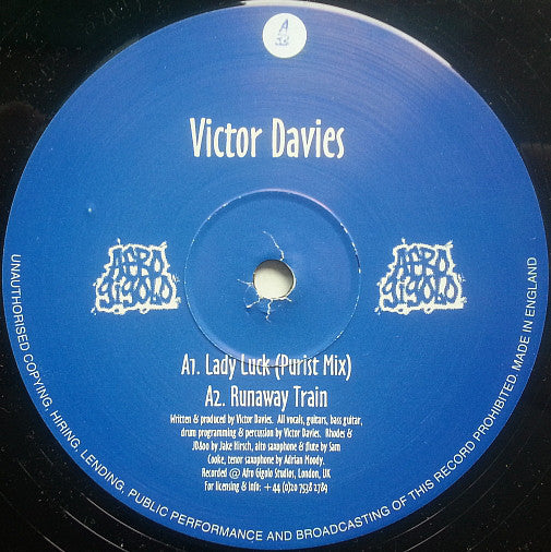 Victor Davies : Lady Luck / Runaway Train (12", Blu)