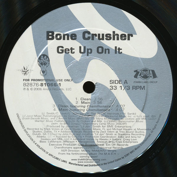 Bone Crusher (2) : Get Up On It  (12", Promo)