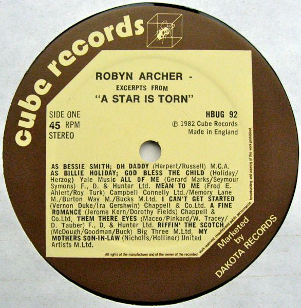 Robyn Archer : Excerpts From "A Star Is Torn"  (12", Single)