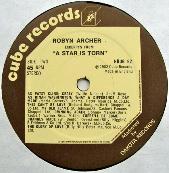 Robyn Archer : Excerpts From "A Star Is Torn"  (12", Single)