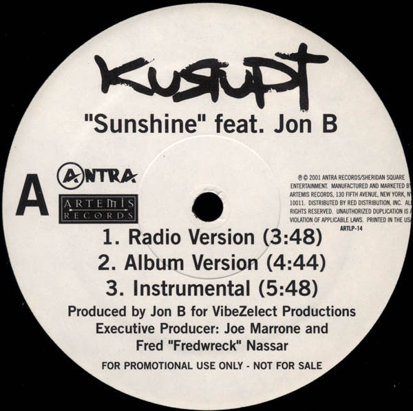 Kurupt : Sunshine / Can't Go Wrong (12", Single, Promo)