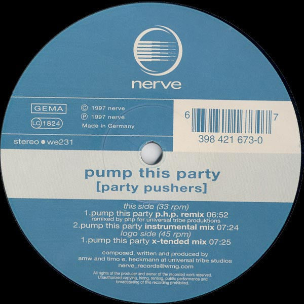 Party Pushers : Pump This Party (12")