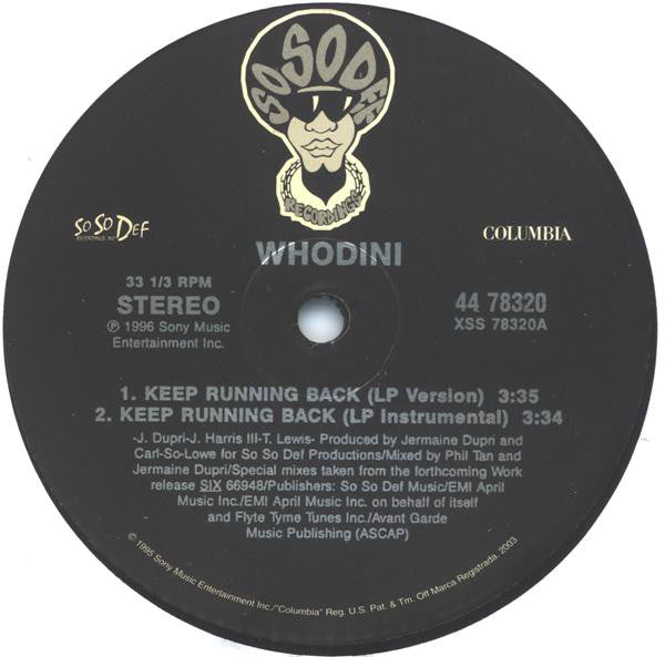 Whodini : Keep Running Back (12")