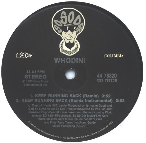 Whodini : Keep Running Back (12")