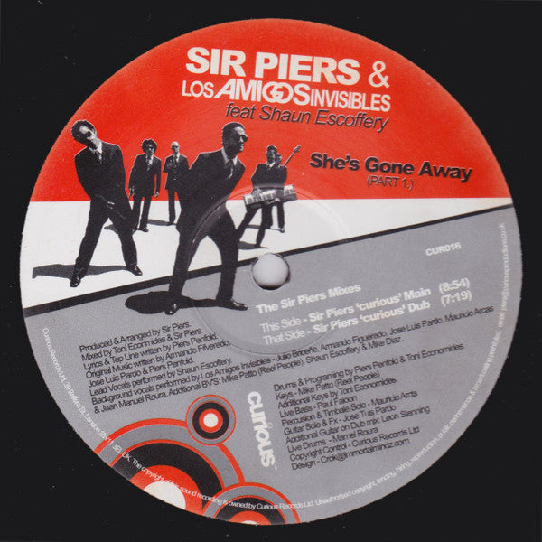 Sir Piers & Los Amigos Invisibles Feat. Shaun Escoffery : She's Gone Away (Part 1) (12")