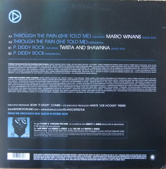 P. Diddy Featuring Mario Winans : Through The Pain (She Told Me) (12", Maxi)