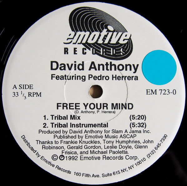 David Anthony Featuring Pedro Herrera : Free Your Mind (12")