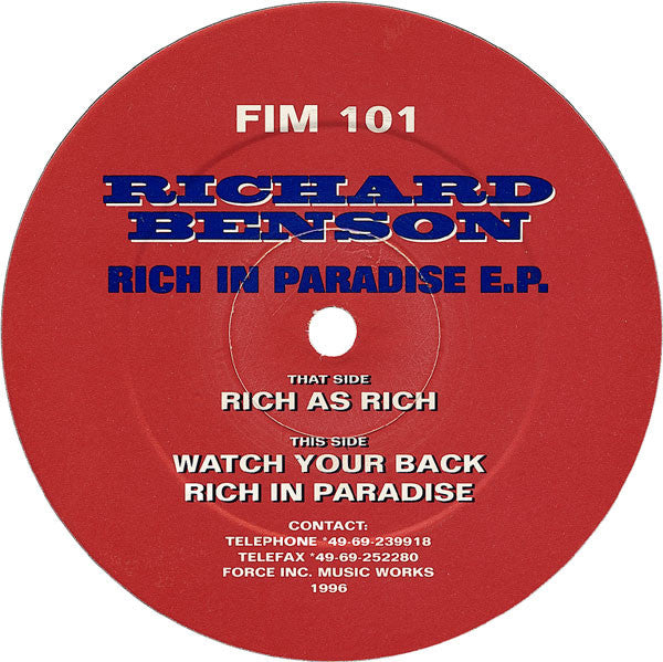 Richard Benson : Rich In Paradise E.P. (12", EP)