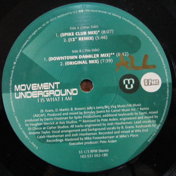Movement Underground : I Is What I Am (12")