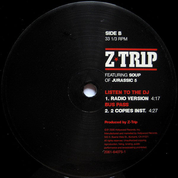 DJ Z-Trip : Listen To The DJ (12", Single)