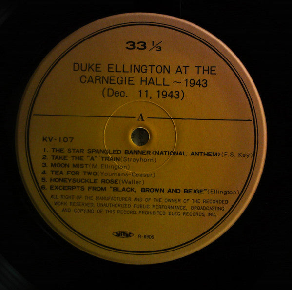 Duke Ellington : Duke Ellington And His Important Second War Concert At The Carnegie Hall 1943 (LP)