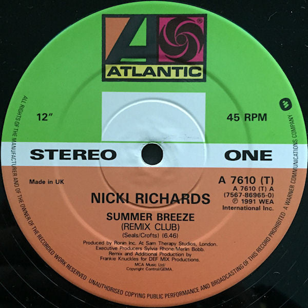 Nicki Richards : Summer Breeze (12", Single)