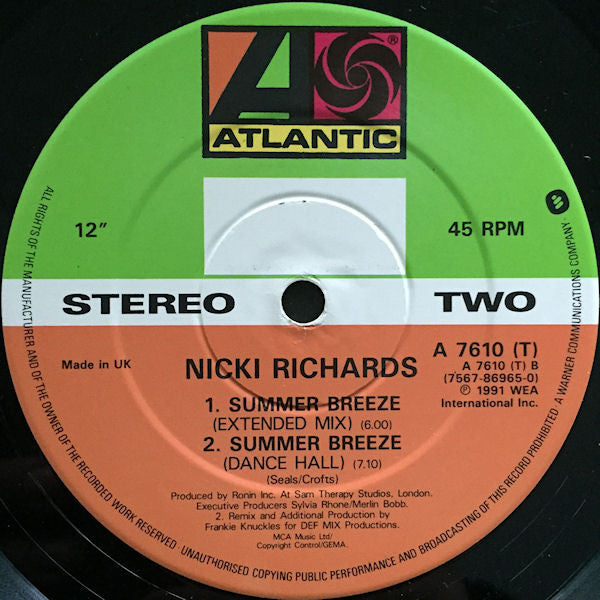 Nicki Richards : Summer Breeze (12", Single)