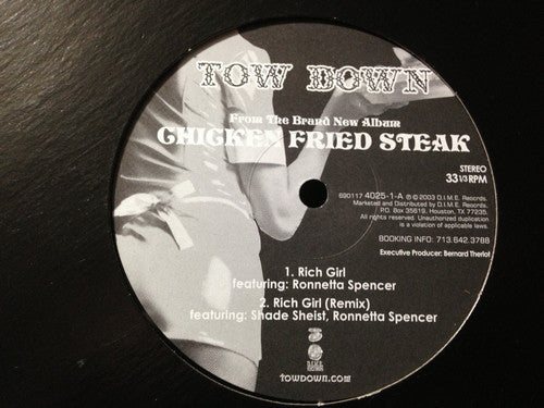 Tow Down : Chicken Fried Steak Album Sampler (12")