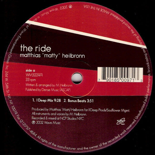 Matthias Heilbronn : The Ride (12")