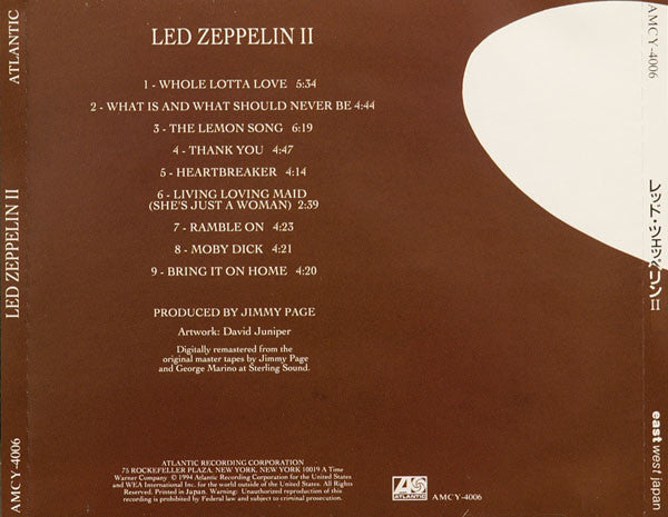 Led Zeppelin : Led Zeppelin II (CD, Album, RE, RM, Jew)