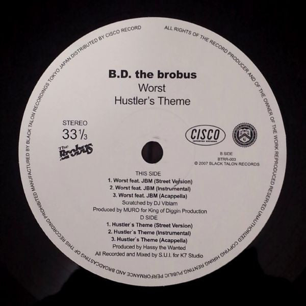 B.D. (4) : Worst / The Hustler's Theme (12")