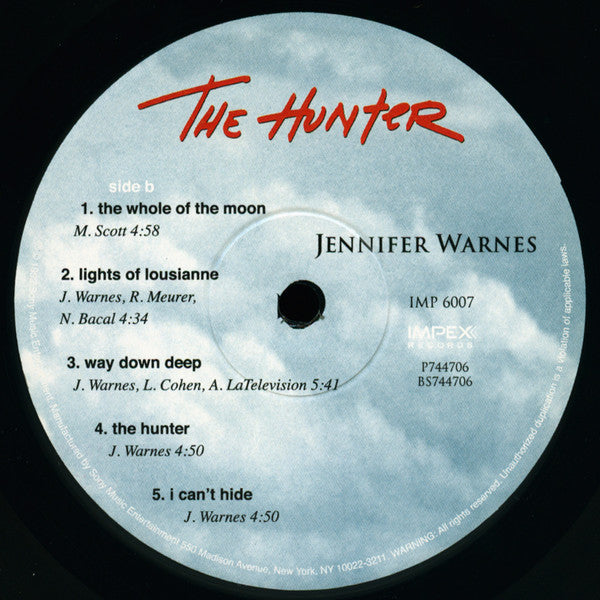Jennifer Warnes : The Hunter (LP, Album, RM, 180)
