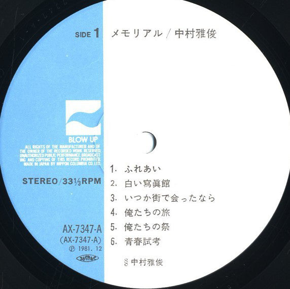 Nakamura Masatoshi : Memorial (LP, Album, Comp)