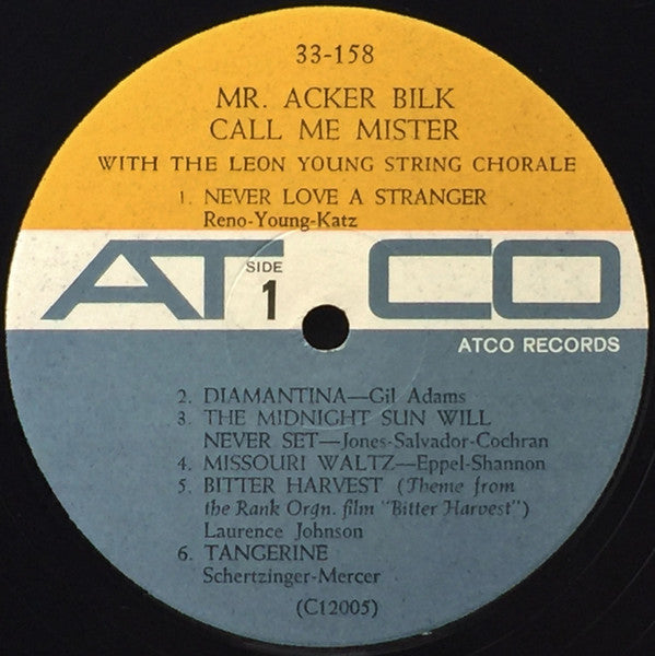 Acker Bilk With The Leon Young String Chorale : Call Me Mister (LP, Album)