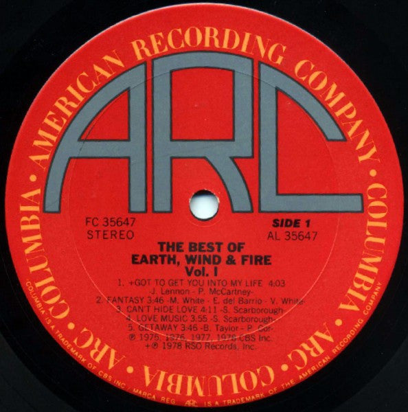 Earth, Wind & Fire : The Best Of Earth Wind & Fire Vol. I (LP, Comp, RE)