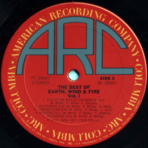 Earth, Wind & Fire : The Best Of Earth Wind & Fire Vol. I (LP, Comp, RE)
