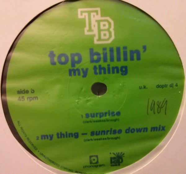 Top Billin : My Thing  (12", Promo)