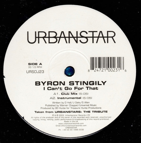 Byron Stingily : I Can't Go For That (12")