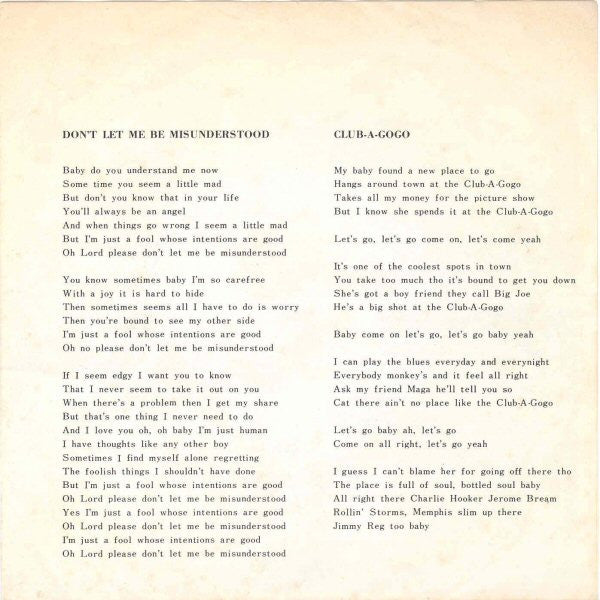 The Animals = The Animals : 悲しき願い = Don't Let Me Be Misunderstood (7", Single, RP, Red)