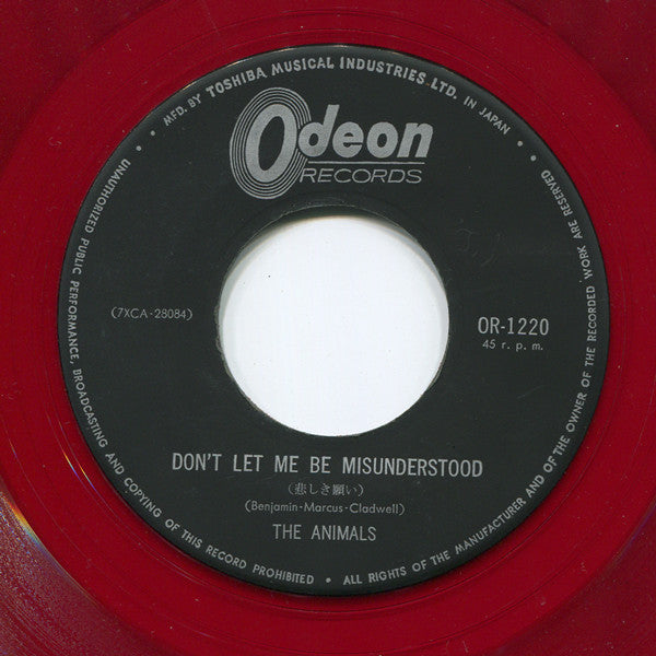 The Animals = The Animals : 悲しき願い = Don't Let Me Be Misunderstood (7", Single, RP, Red)