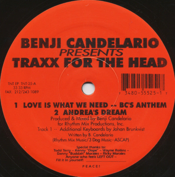 Benji Candelario : Traxx For The Head (12", EP)