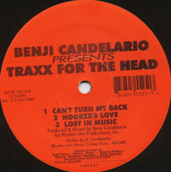 Benji Candelario : Traxx For The Head (12", EP)