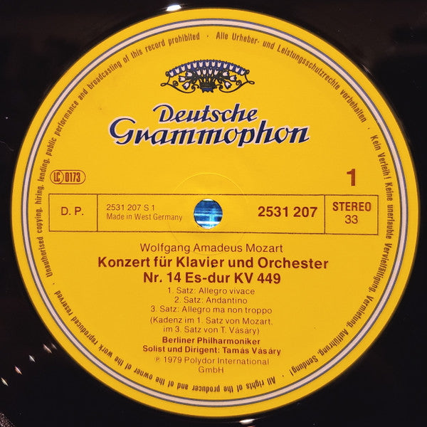 Wolfgang Amadeus Mozart â€?Berliner Philharmoniker â€?Tamás Vásáry : Klavierkonzerte Nr. 14 & 26 »Krönungskonzert« (LP)
