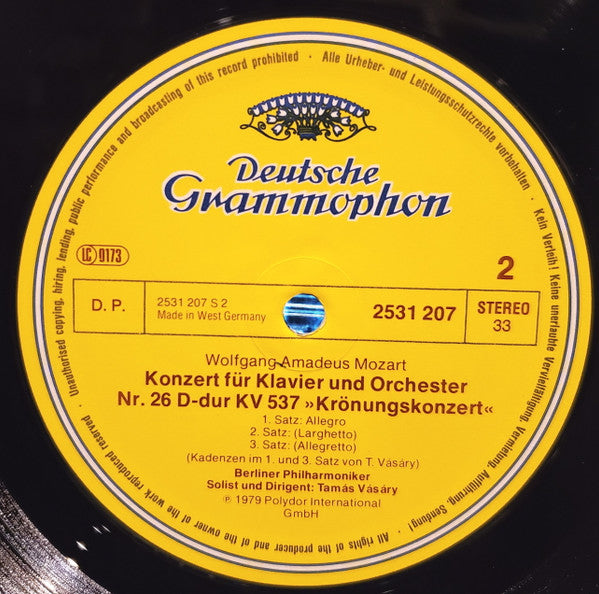 Wolfgang Amadeus Mozart â€?Berliner Philharmoniker â€?Tamás Vásáry : Klavierkonzerte Nr. 14 & 26 »Krönungskonzert« (LP)