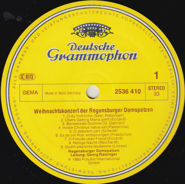 Regensburger Domspatzen, Georg Ratzinger : Weihnachtskonzert · A Christmas Concert (LP)