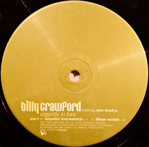 Billy Crawford Featuring Nona Hendryx : Urgently In Love (The Jam & Delgado Remix) (12", Single)