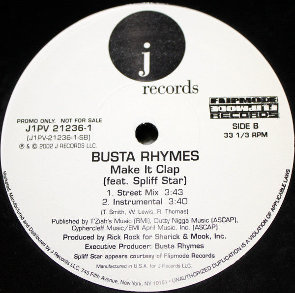 Busta Rhymes : Make It Clap (12", Promo)