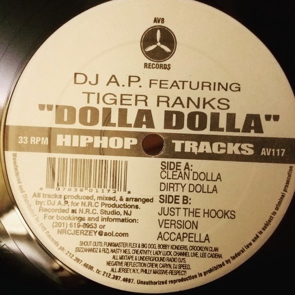 DJ A.P. Featuring Tiger Ranks : Dolla Dolla (12")