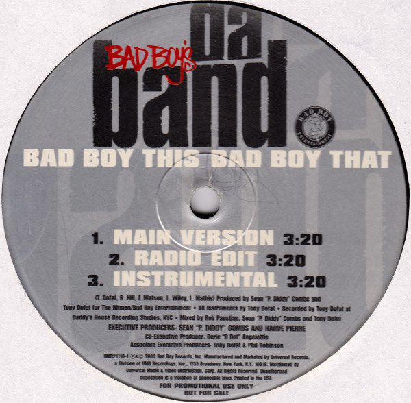 Da Band : Bad Boy This Bad Boy That / Hold Me Down (12", Promo)
