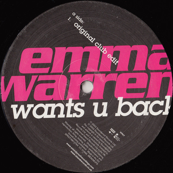 Emma Warren : Wants U Back (12")