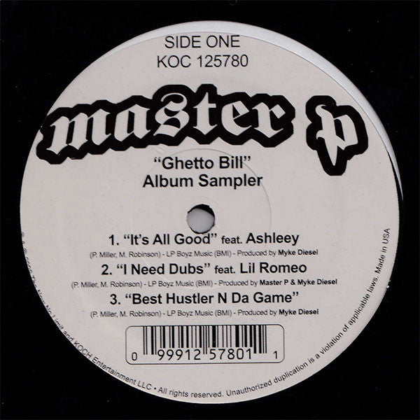 Master P : Ghetto Bill - Album Sampler (12", EP, Ltd)