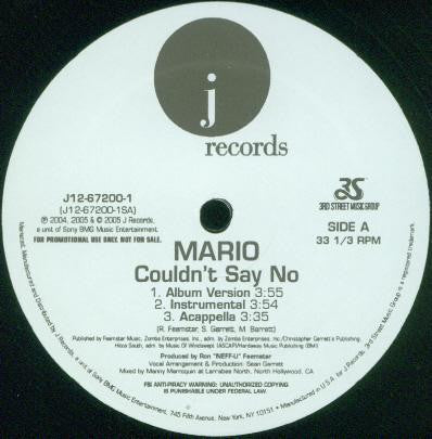 Mario : Couldn't Say No / Call The Cops / How Could You (12", Promo)