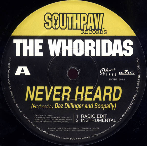 The Whoridas : Never Heard (12", Promo)