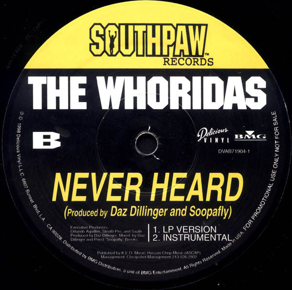 The Whoridas : Never Heard (12", Promo)