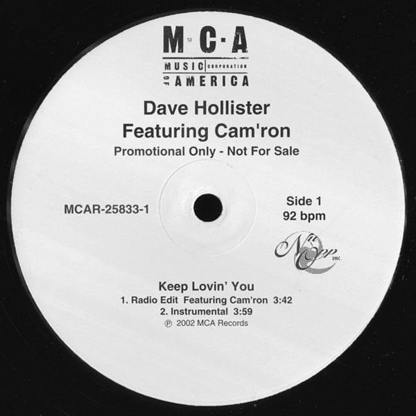 Dave Hollister Featuring Cam'Ron : Keep Lovin' You (12", Promo)